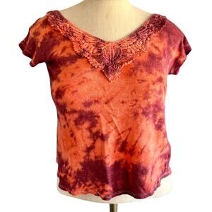 Womens Top Size XS Orange Tie Dye Hippy Handcrafted Reworked Festival 60s 70s 80